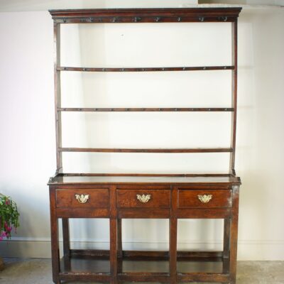 A Small Georgian Potboard Dresser And Rack.