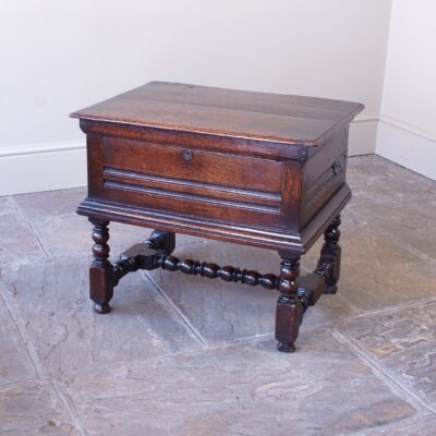 17th-century oak box stool / close stool