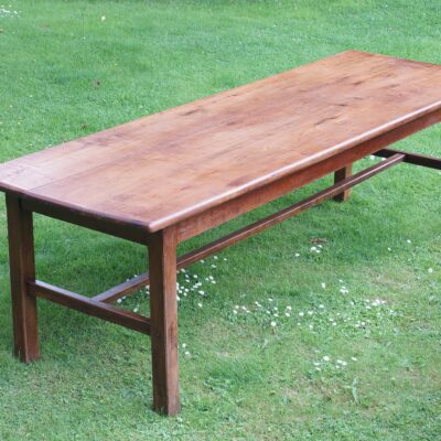 19th Century French Cherry Wood Farmhouse Table And Six Chairs.