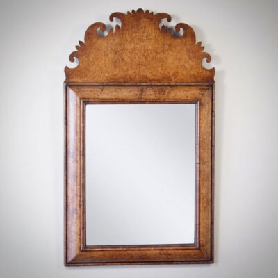 William And Mary Style Burr Walnut Mirror.
